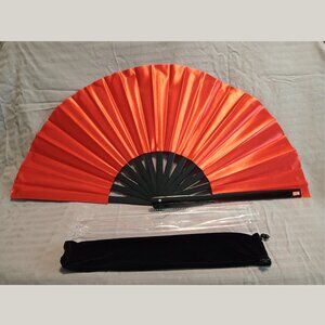 Large Folding 25.6" Red Raveahem Bamboo Handheld Clacker / Clacking Fan (1 Pack)